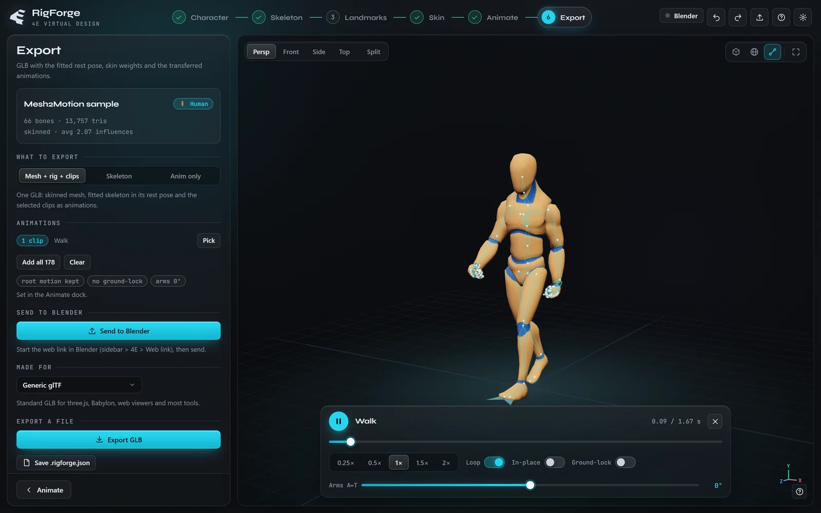 Send to Blender in the web studio